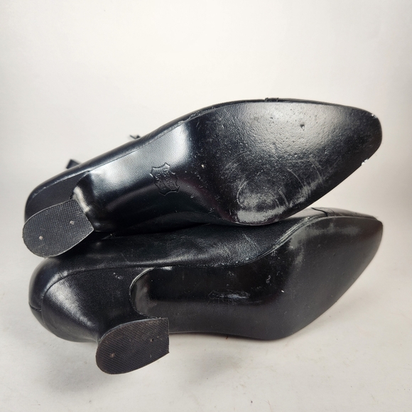 FLINGS Womens Boots Size 6 Black Leather Victorian Granny 90s Chunky Heel Shoe - Picture 11 of 11